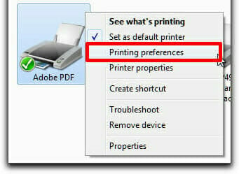 adobe pdf printer properties