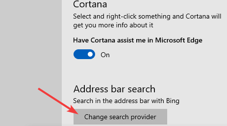 change search provider bing browser