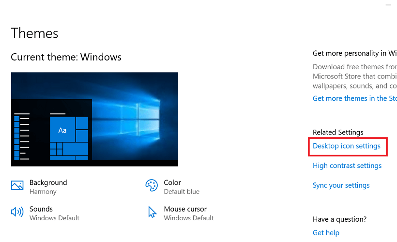 windows 10 desktop icon settings