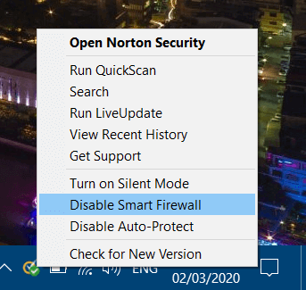 Norton Security's context menu ffxiv error 2002