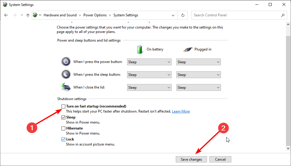 disable fast windows 10 not shutting down properly