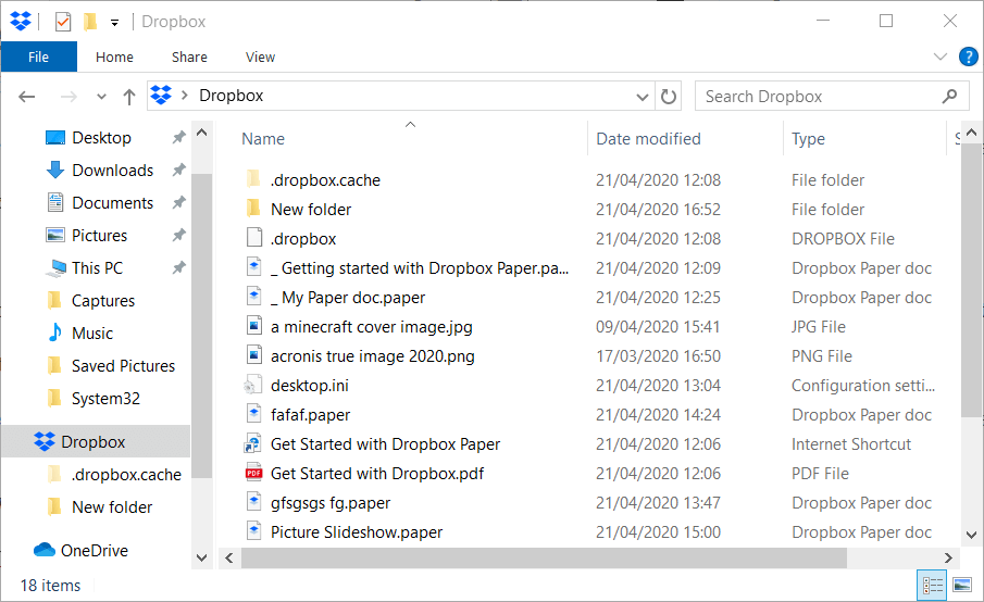 dropbox folder size