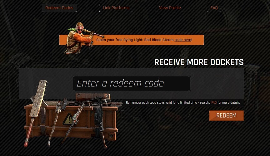 how to redeem dying light dockets