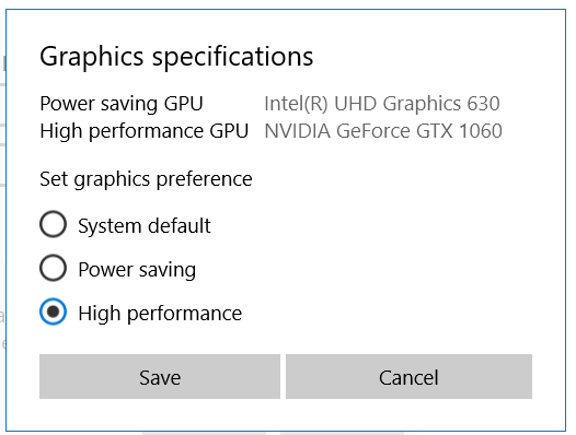 Graphic specifications options minecraft not using gpu