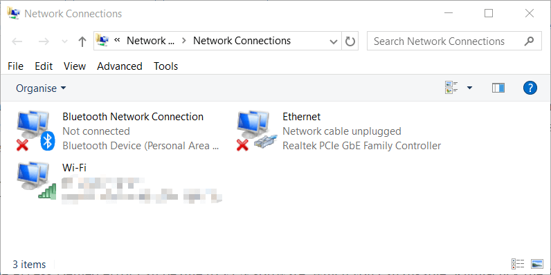Network Connections applet you don't have permission to access on this server