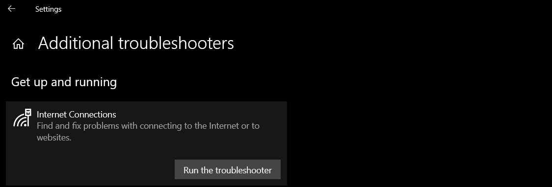 use the network troubleshooter