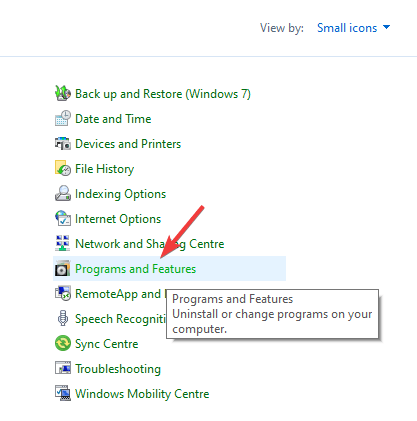 programs and features - OneDrive error 0x8004de86