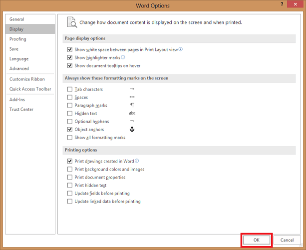 word for mac hide formatting marks