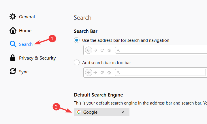 firefox search settings yahoo web browser