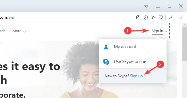 sign up skype skype browser