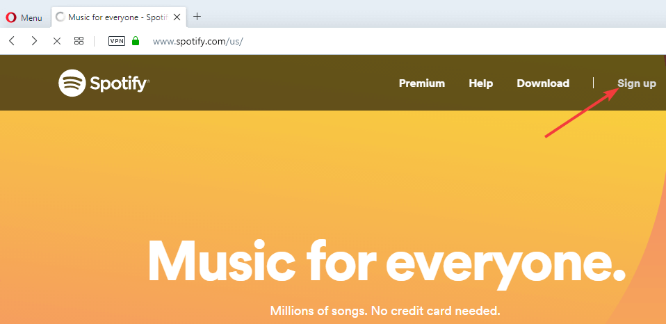 spotify web browser sign up