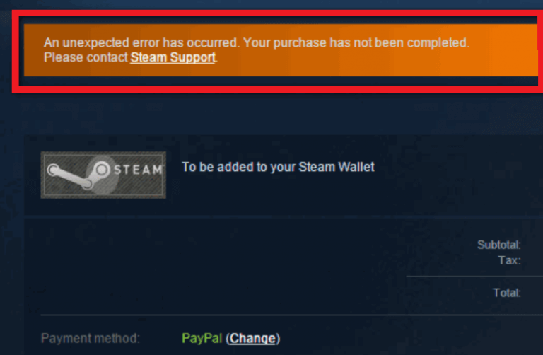 How to fix PayPal payment failing on Steam