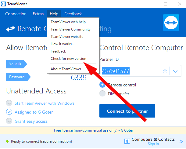 teamviewer free does not allow connections to customized