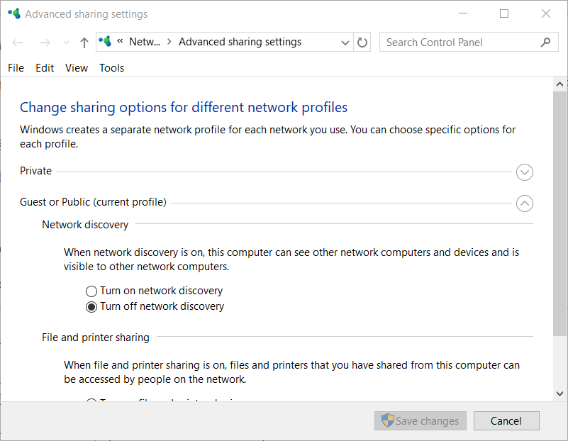 Turn off network discovery option minecraft lan not showing up