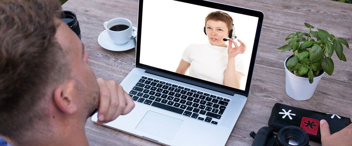 video call on laptop