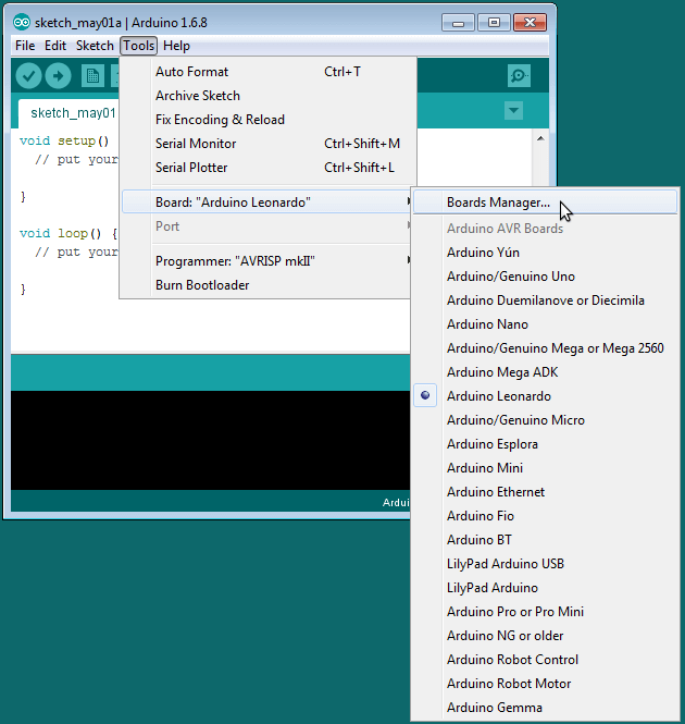 The Tools menu error compiling for board arduino/genuino uno
