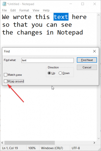Find in Notepad