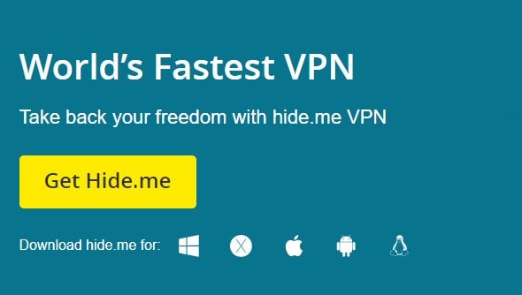 Hide.me VPN homepage
