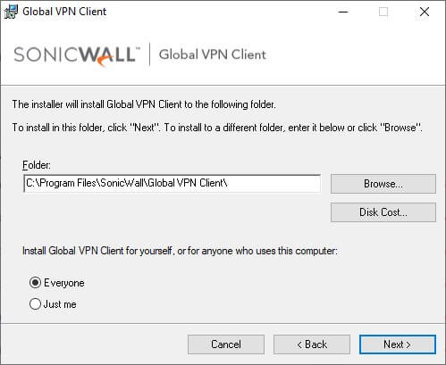 sonicwall vpn client error 1603