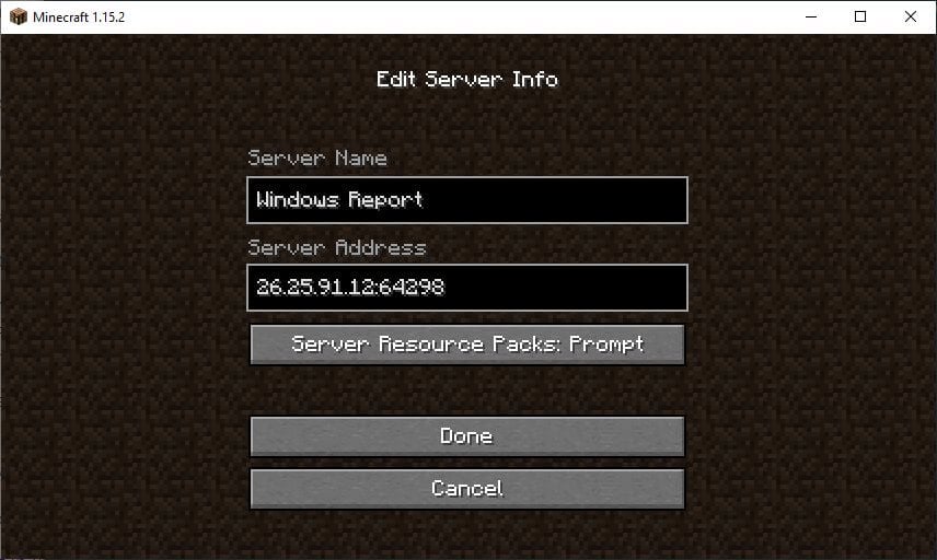 Server details Minecraft