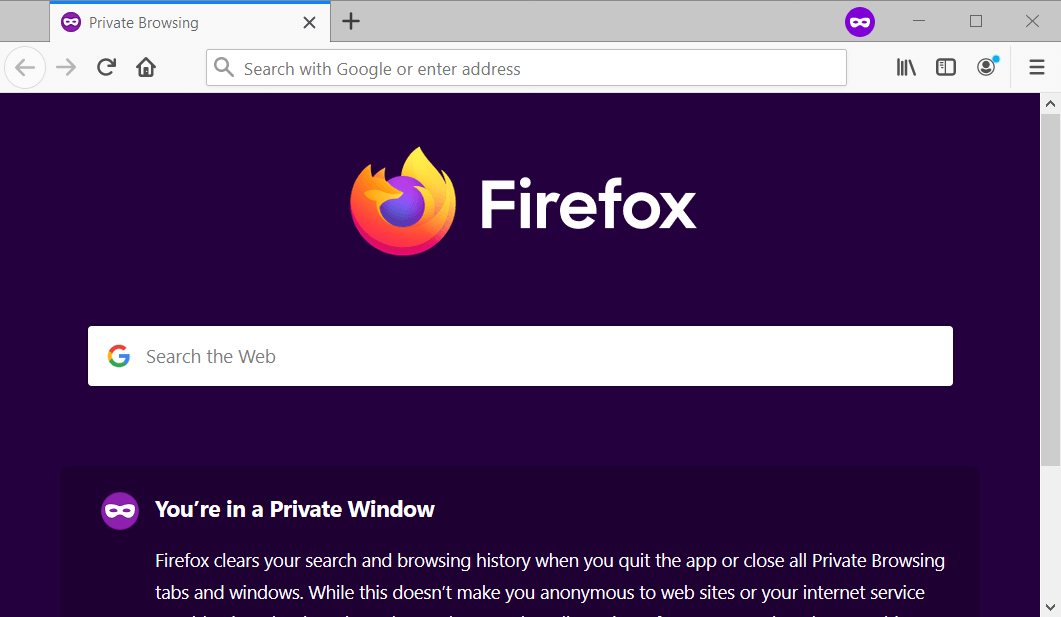 Private Browsing tab netflix error code f7701-1003