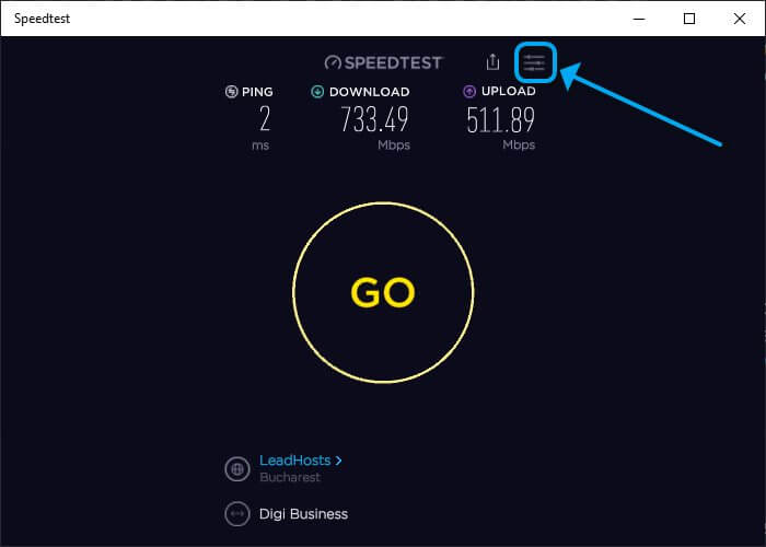More button Speedtest by Ookla