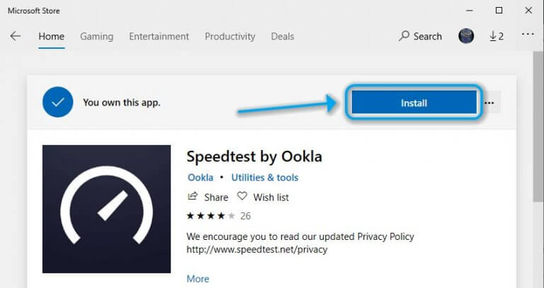 ookla speed test app for windows