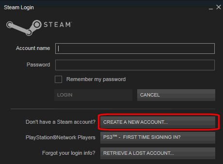 Create Steam account
