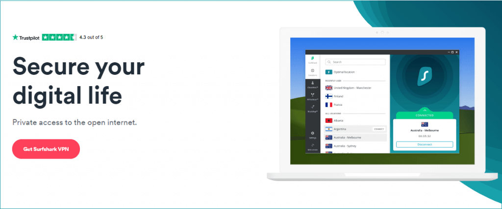 Surfshark is one of the best VPN apps for Windows 8 and 8.1