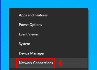 access Network Connections from the Windows 10 Start menu