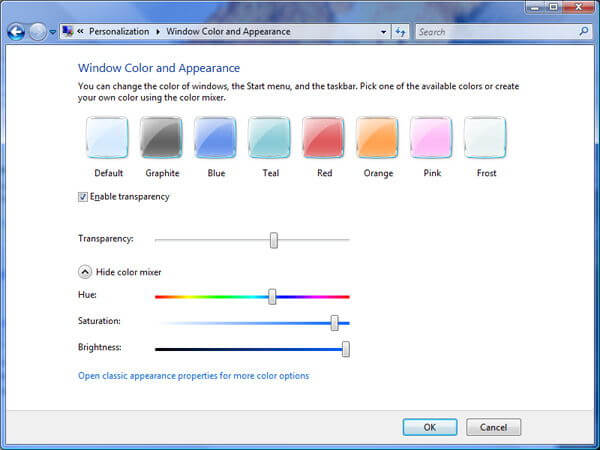 Windows 7 enable aero theme_transparency