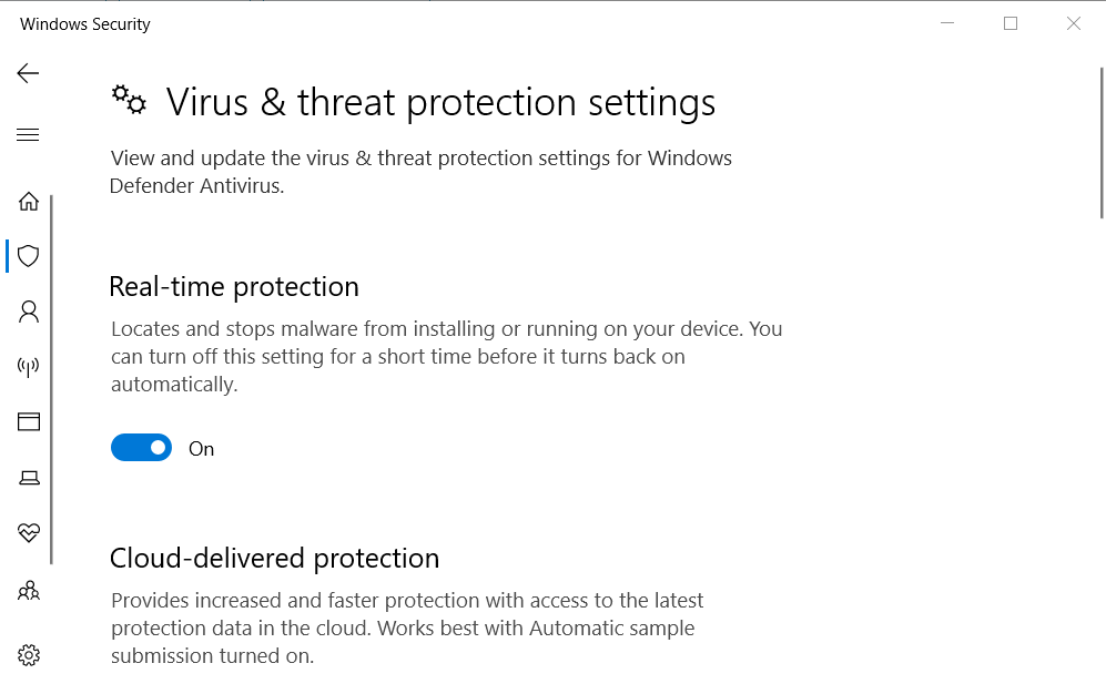 The Real-time protection setting usb 3.0 transfer speed slow