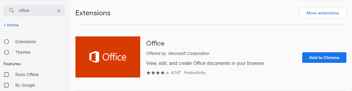 use office extension for web browser