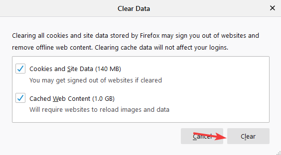 clear data window firefox refresh browser