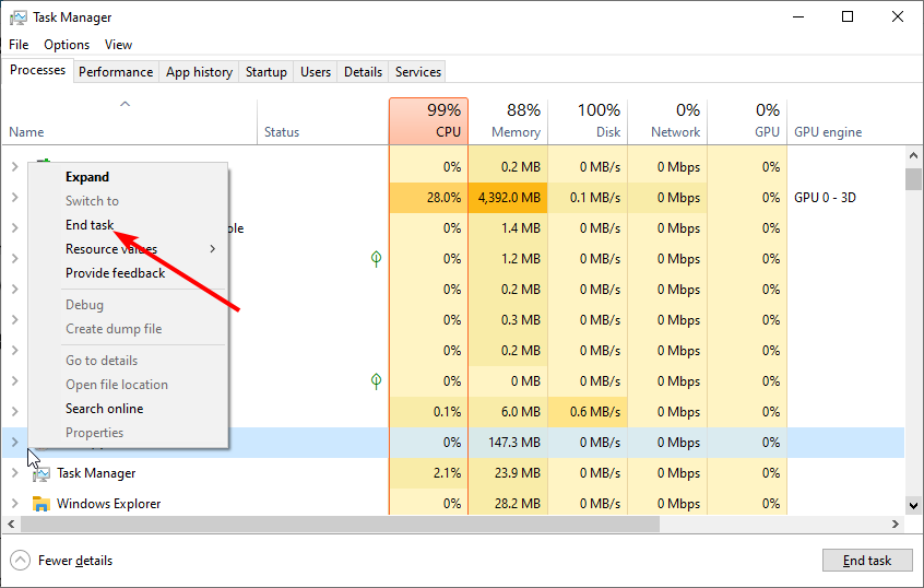 end task ccleaner problems with windows 10