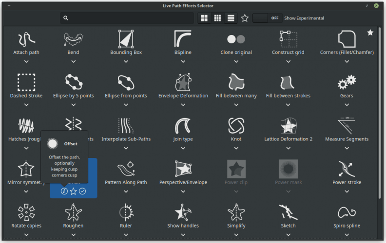 Inkscape 1.0 toolbox with LPE