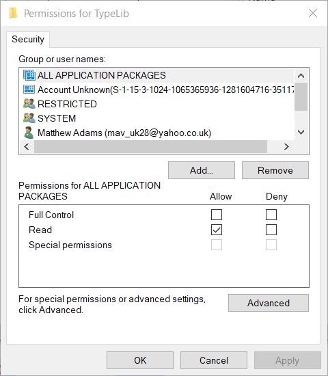 Permissions for TypeLib window dllregisterserver failed