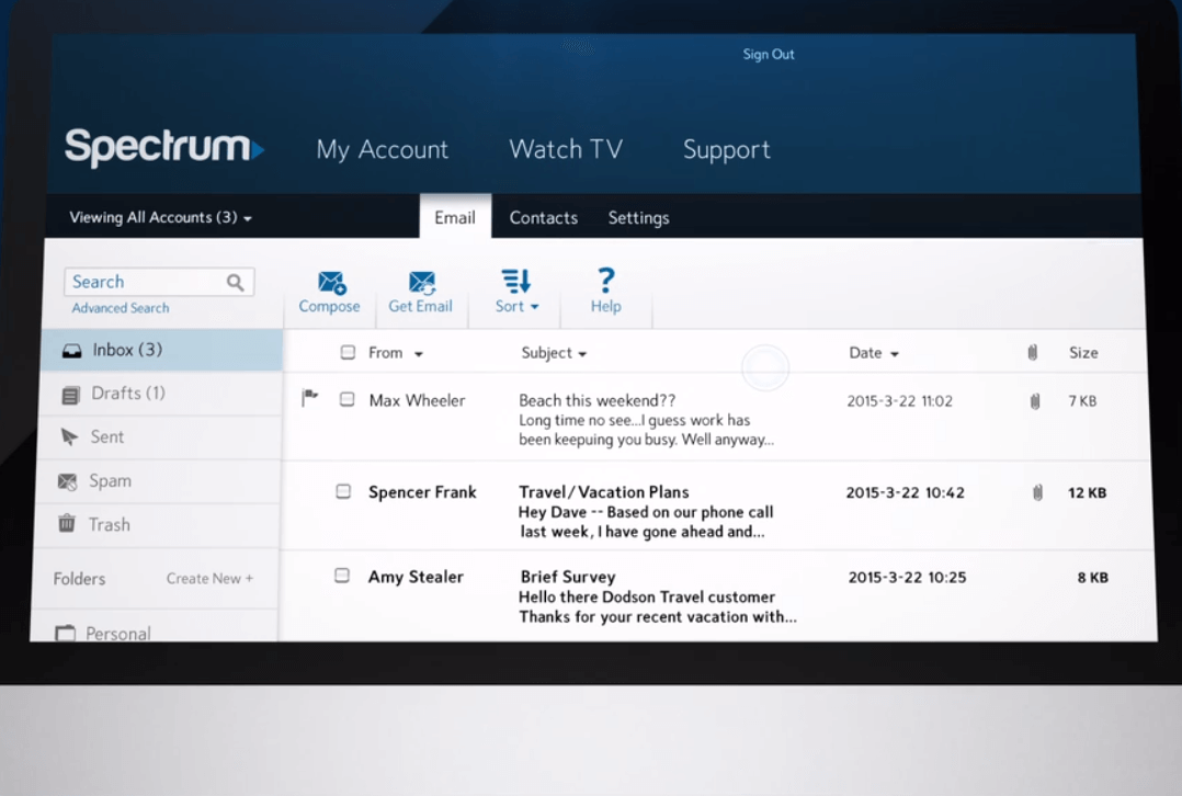 spectrum email setup for outlook