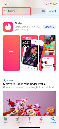 Tinder wont allow me to add anything to my profile