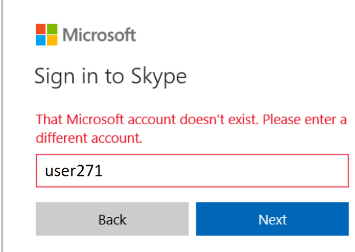 username  microsoft account doesnt exist