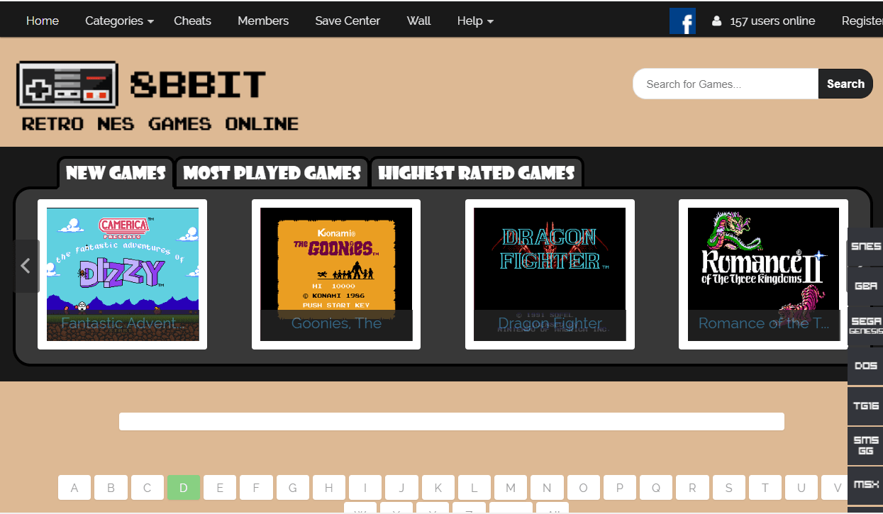 8BBit website play nes games online
