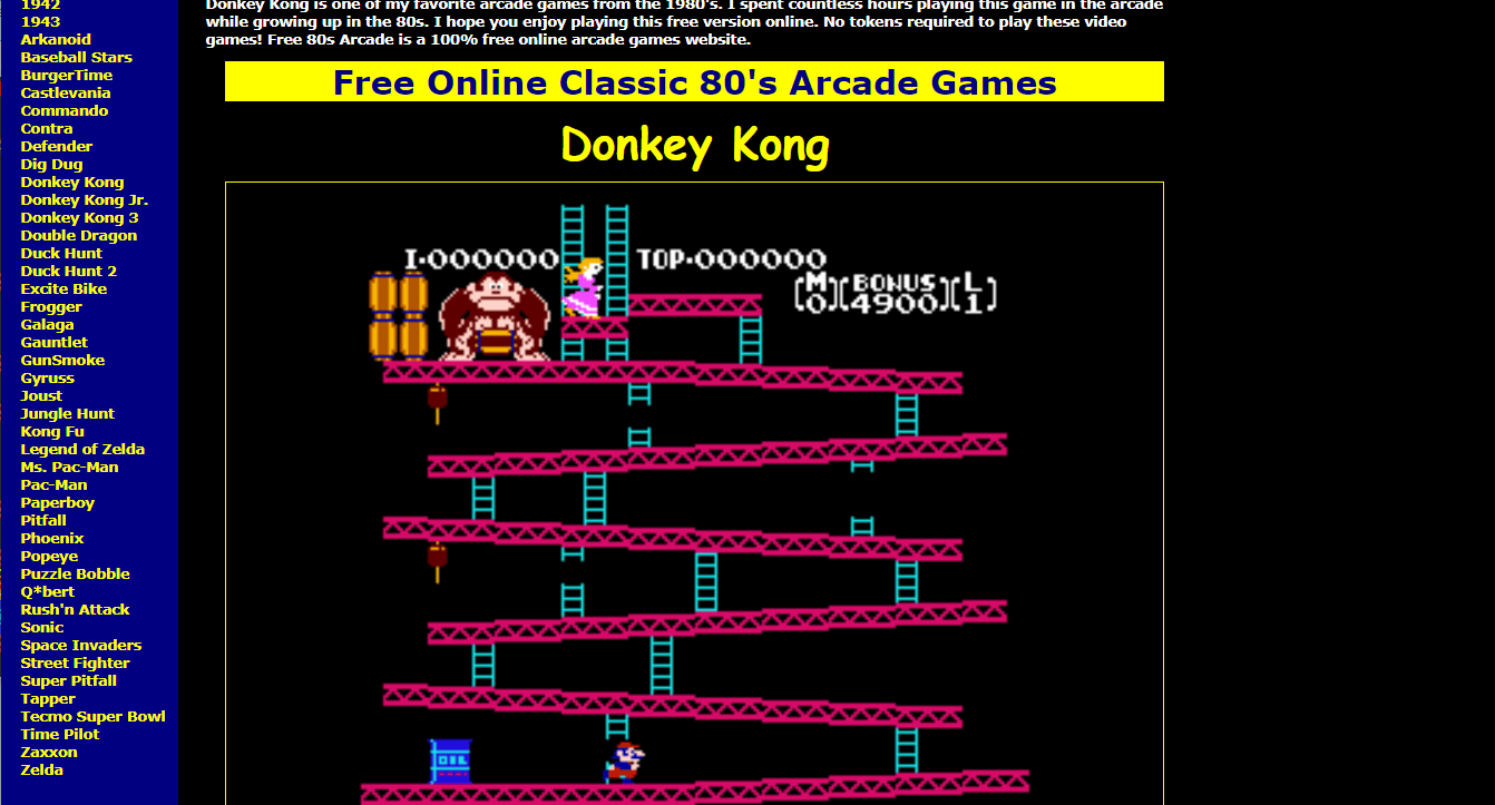Donkey Kong retro games online