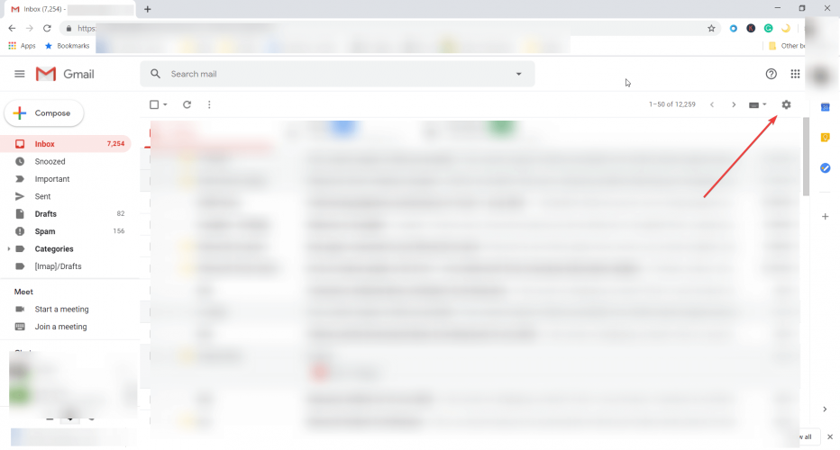 Gmail settings cogwheel