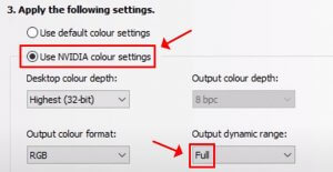 nvidia control panel color settings not working