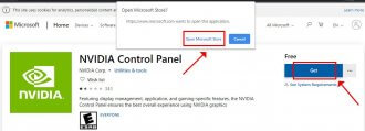 nvidia control panel download without windows store