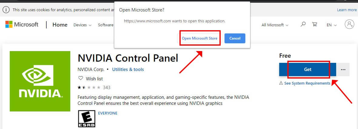 download NVIDIA Control Panel from the Microsoft Store