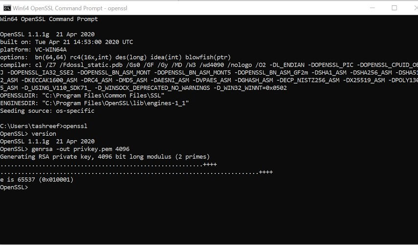 Create a self-signed certificate command prompt