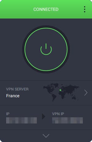 Private Internet Access is connected to the French VPN server