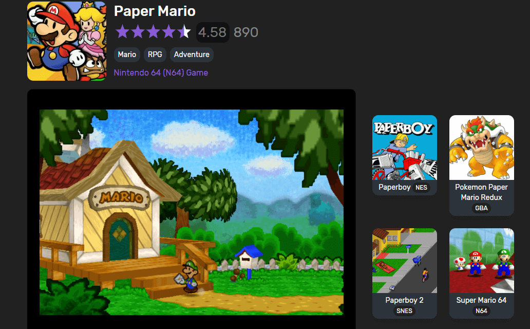 Paper Mario best mario games online