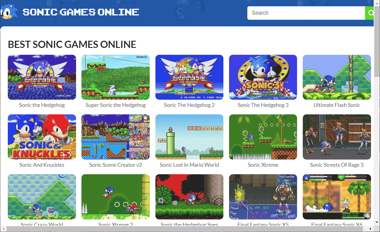 Play Sonic games online